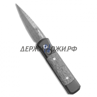 Нож Godson Damascus Black Marbled Carbon Fiber Pro-Tech складной автоматический PT704M-DM